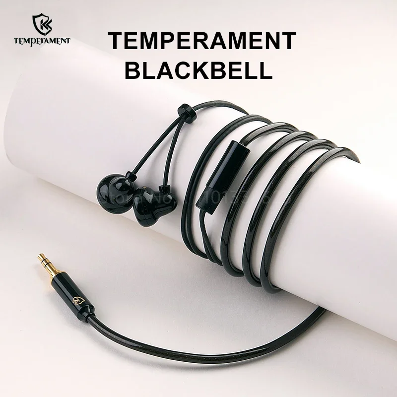 Ksearphone Temperament BlackBell Flagship Flat Earbud In-ear HIFI 16mm Dynamic Driver Muisc Bass Monitor Audiophile Headset