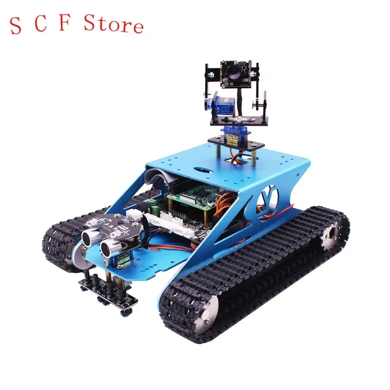 Blue Aluminum Alloy Raspberry Pi Robot Kit With WiFi Video Camera For Raspberry Pi 4B Support APP Remote Control