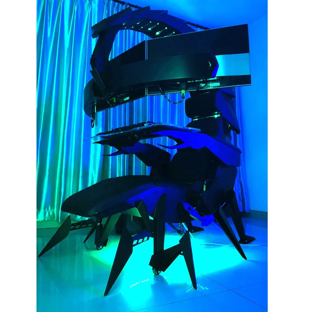 Dukungan Putar Modern 3 Monitor Kursi Gaming Kalajengking Simulasi Kokpit