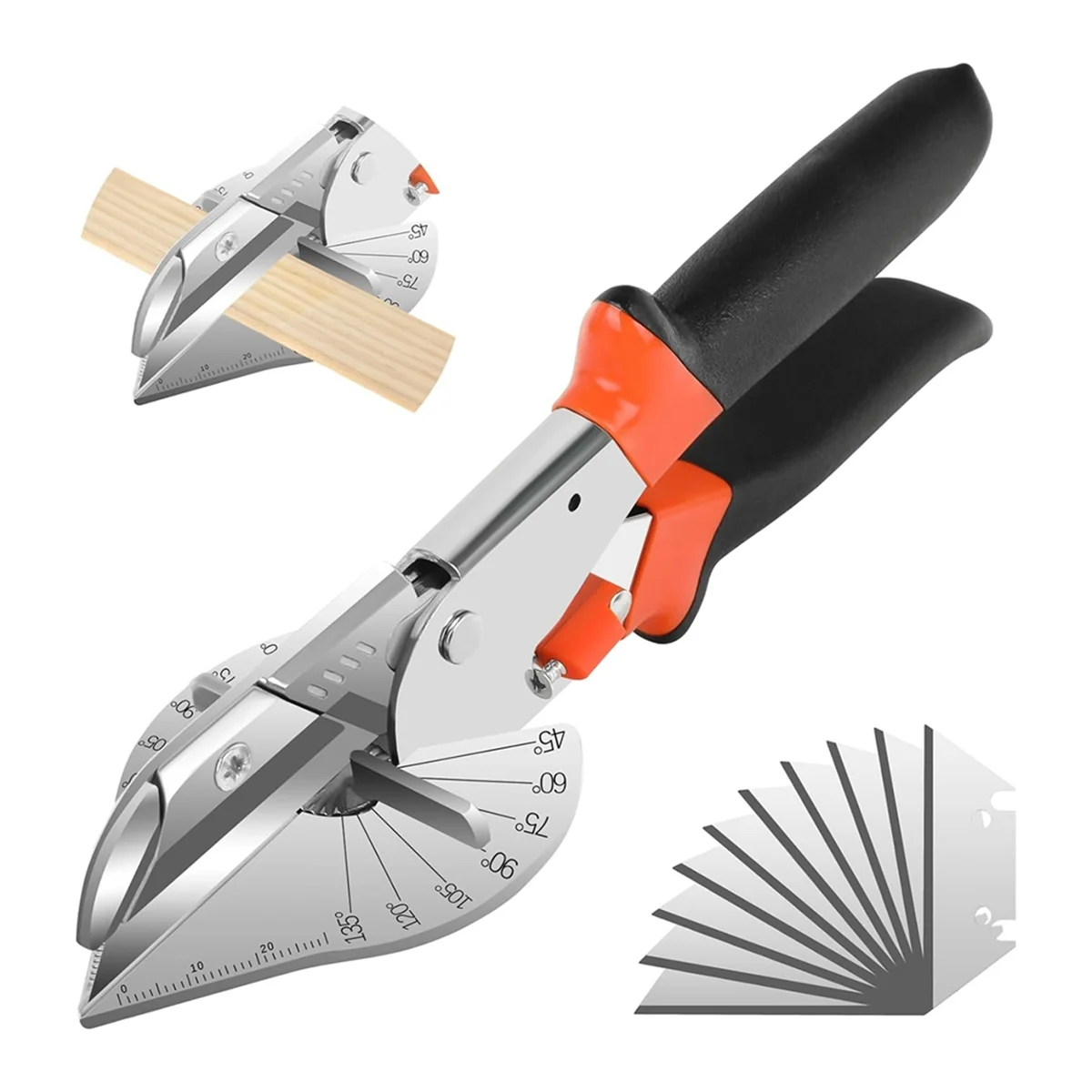 Miter Shears,45 to 135 Degree Multi Angle Trim Cutter, Gasket Shear for Cutting Soft Wood, Including 10 Spare