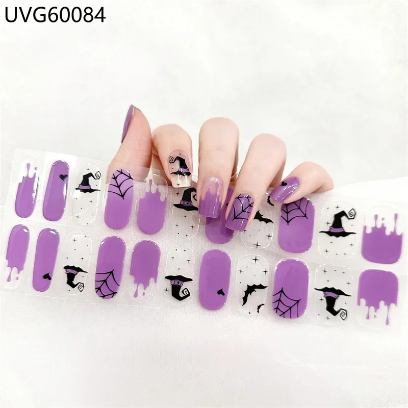 New Year Red Semi Cured Gel Nail Polish Strips Full Cover UV/LED Lamp Requirel Wraps Fingertip ArtistGirl Beauty Nails Stickers