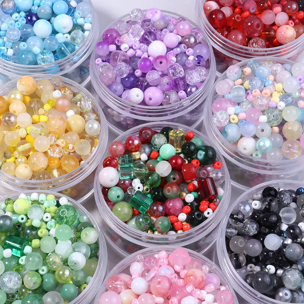 50 gr/los 3-12mm Bunte Glas Perlen Mix Größe Kristall Perlen Lose Spacer Perlen Für DIY Schmuck erkenntnisse Mädchen Perlen Zubehör