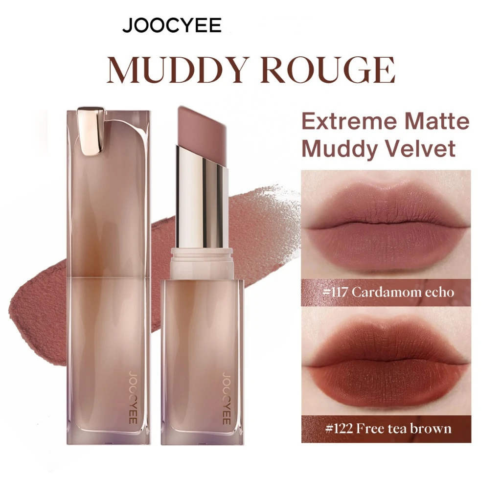 JOOCYEE Muddy Rouge Matte Lipstick Smooth Creamy Texture Extreme Matte Muddy Velvet Long Lasting Makeup