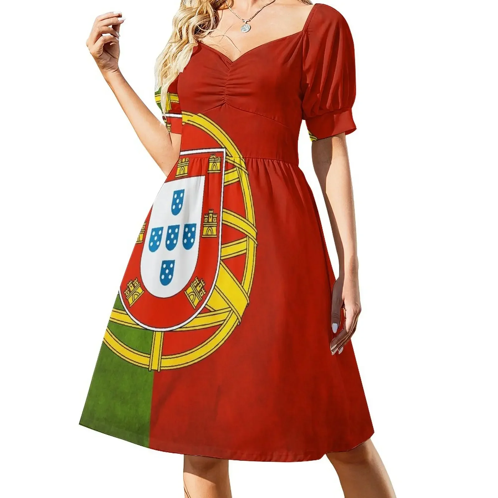 

Portugal Portuguese Flag National Flag of Portugal Portuguese National Flag Short-Sleeved Dress clothes Elegant gowns