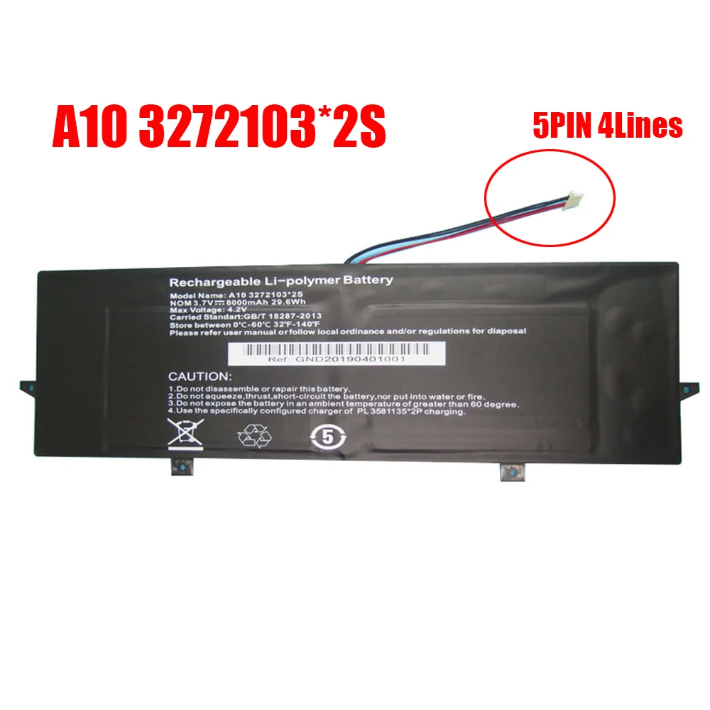 

Laptop Battery A10 3272103*2S 3272103-2S 3.7V 8000mAh 29.6Wh 5PIN 4Lines New