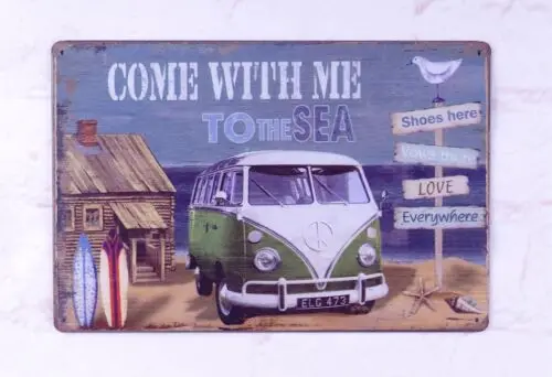 Come With Me To The Sea Retro Metal Sign Bar Home Wall Decor Art Indoor Outdoor