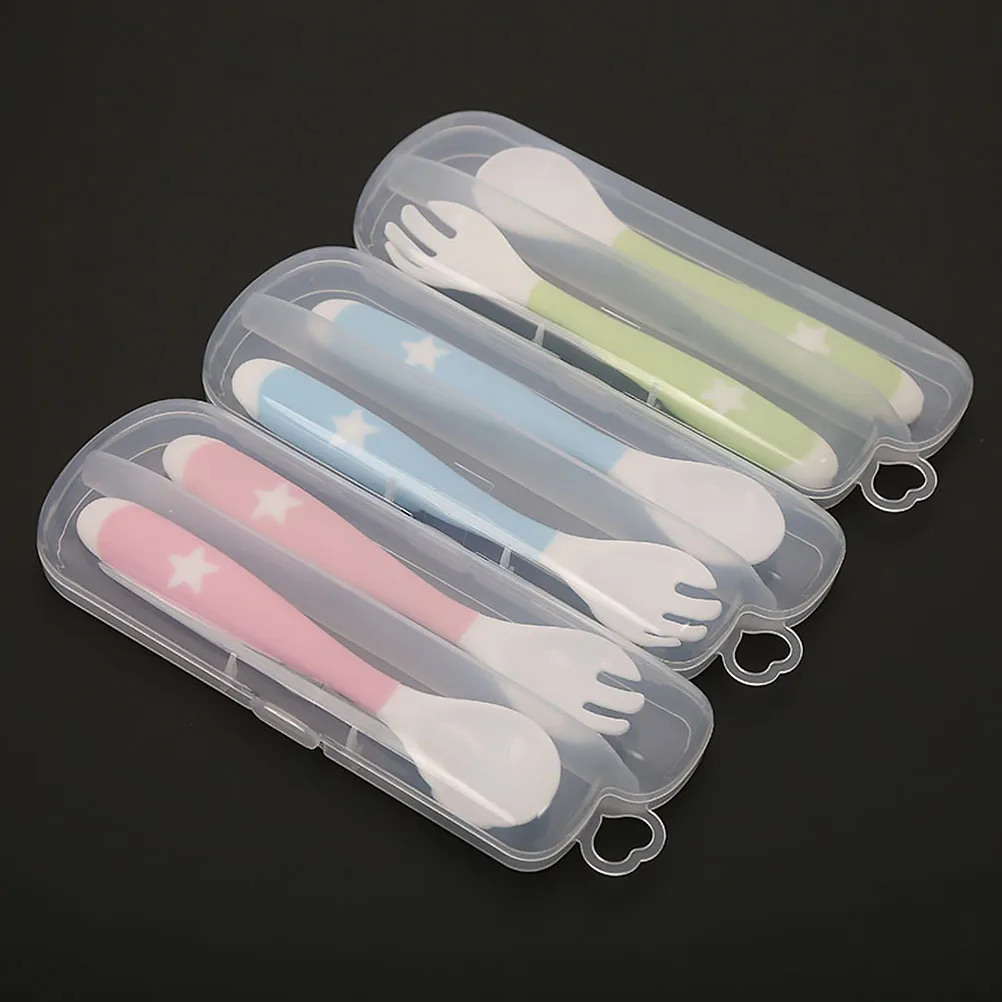 

5pcs Baby Spoon Storage Box Durable Outdoor Picnic Plastic Container Feeding Utensils Organizer