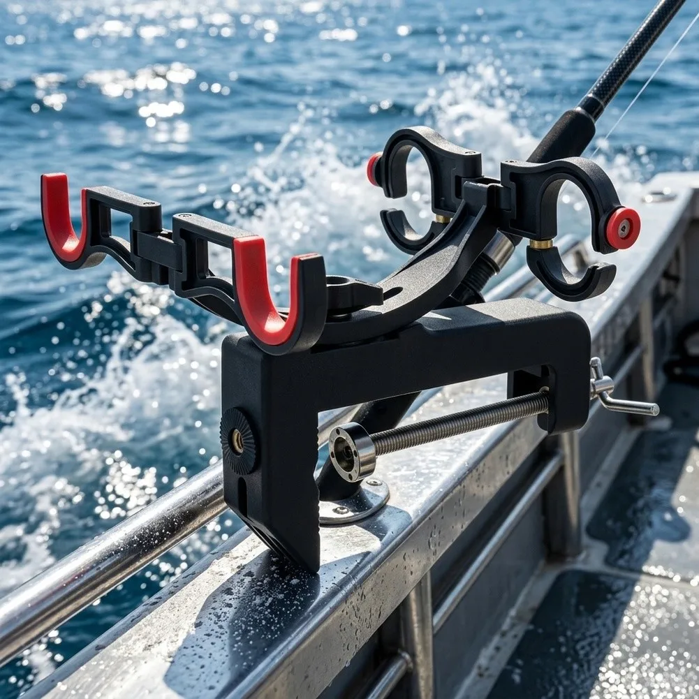 For Heavy-Duty Double-Head Boat Fishing Rod Holder – Anti-rust & Stable Adjustable Fishing Accessories