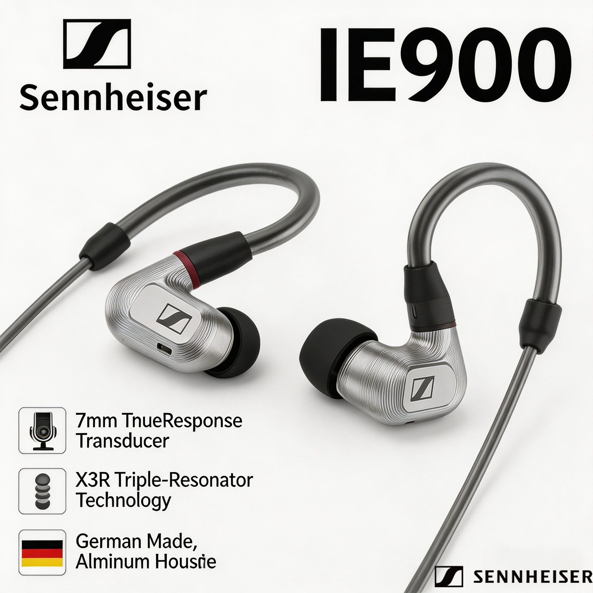 

Original Sennheiser IE900 Hi-Fi In-Ear Headphones Flagship Detachable Wired Audiophile Earbuds Hi-Res Audio Monitor IE 900