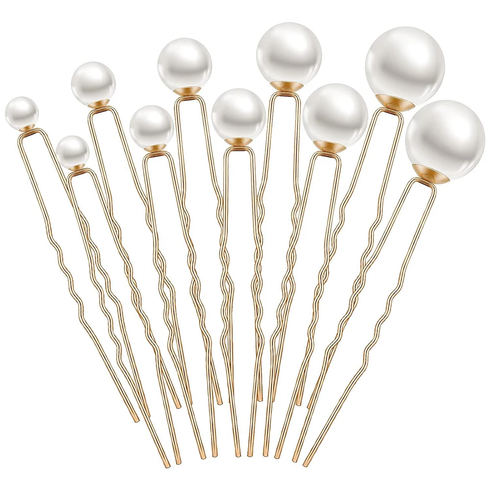 

16PCS Wedding Pearl Hair Pins Bridal Pearl Rhinestone Hair Accessories U Shape Barrette for Bride Bridesmaid Hairstyles