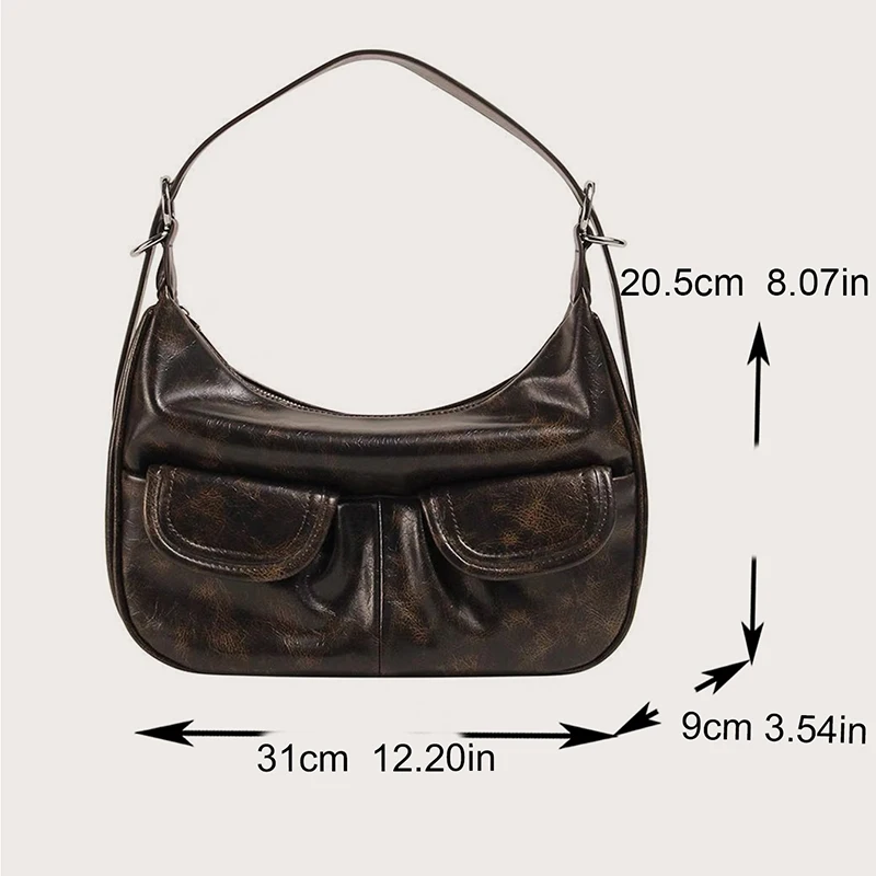 Ladies Solid Color Shoulder Bags All-match Simple Multifunction Handbags Large Capacity Underarm Bags for Women Hobo Purse