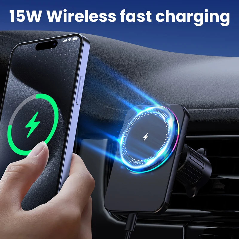 Car Wireless Charger Auto Car Mount Phone Holder Stand For iPhone 16 15 14 13 Samsung Xiaomi  15W Fast Charging