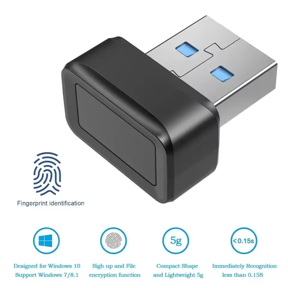 USB Fingerprint Reader Module for Windows 8 10 Hello Biometric Scanner Padlock for Laptop PC Fingerprint Key Password Free Login