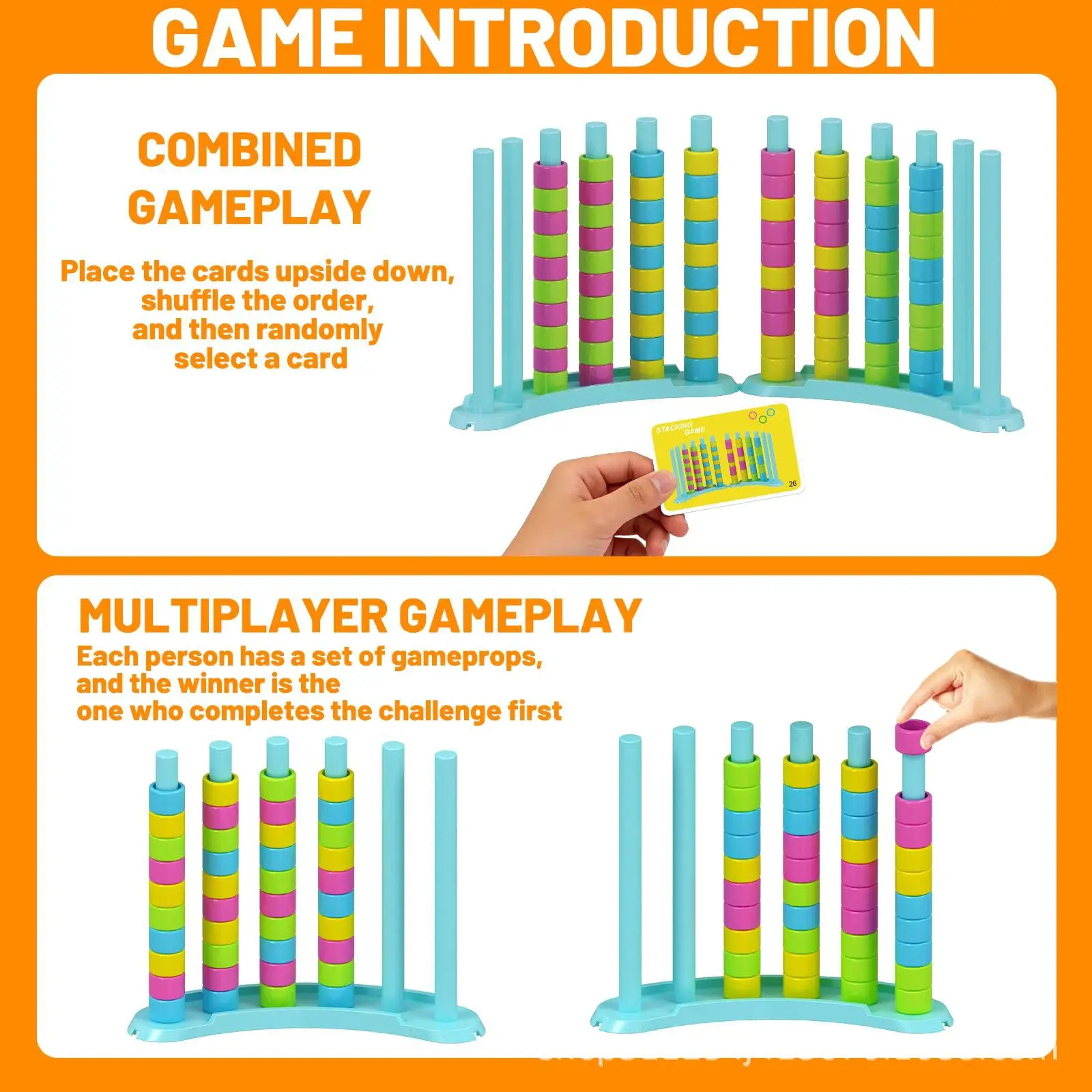 

Stacking Game Party for Kids & Adults Tabletop Stacking Game Colorful Ring Tower Game Great Fun for Family Interactive Play