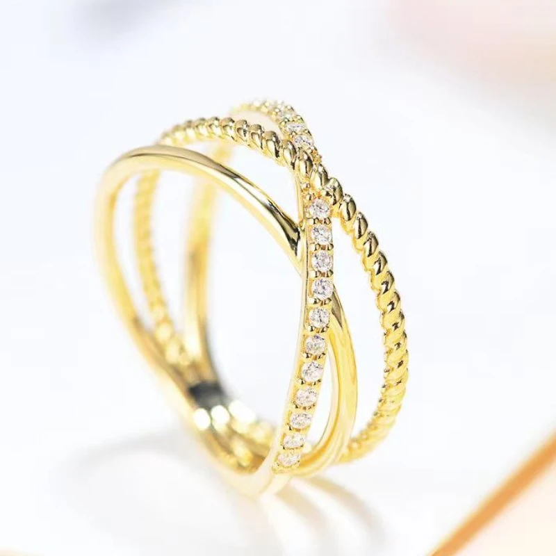 Huitan Multi Cross Ringe mit cz Stein Mode Frauen Ringe Hochzeits feier exquisite Dame Fingerring täglich tragen vielseitigen Schmuck