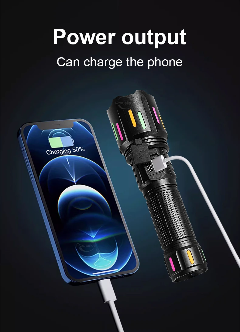 900000000LM Super Bright Flashlight Rechargeable LED Tactical Torch Ultra Bright Long Range 8000M Lantern Outdoor Lights