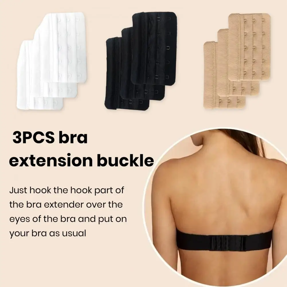 3Pcs 9.5cm 5 Hook Women Bra Extension Buckle Anti-rust Flexible Soft Plus Size Bra Strap Extenders Bra Accessories