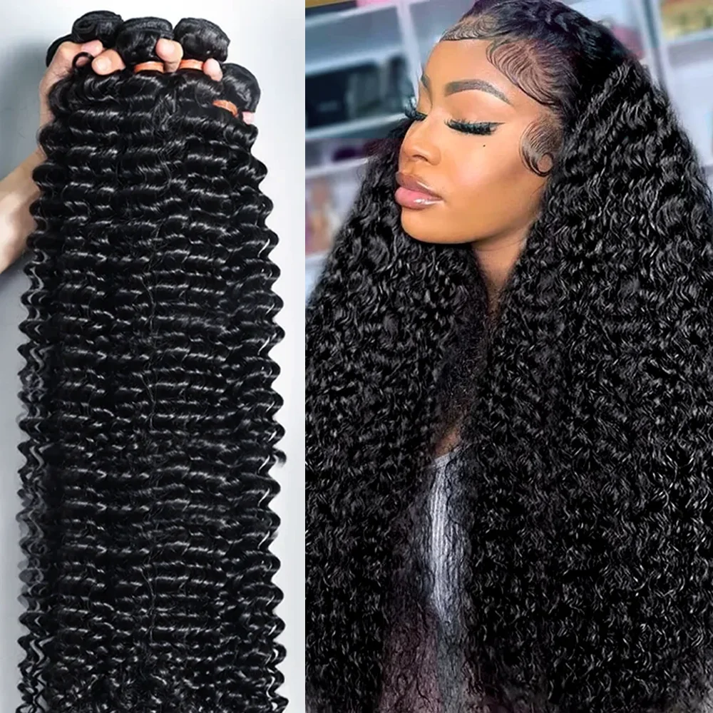 

20 30 40 Inches Deep Wave Human Hair Bundles 1 3 4 Pcs Brazilian Weaving Virgin 100% Remy Human Hair Bundles wigs for Women