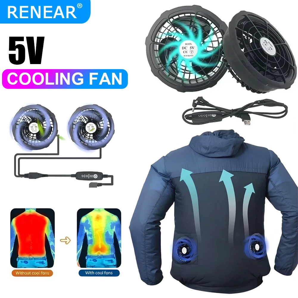 

Вентилятор охлаждения 5В для жилетов с кондиционированием воздуха, 3 скорости, для летней работы, рыбалки, туризма, активного отдыха