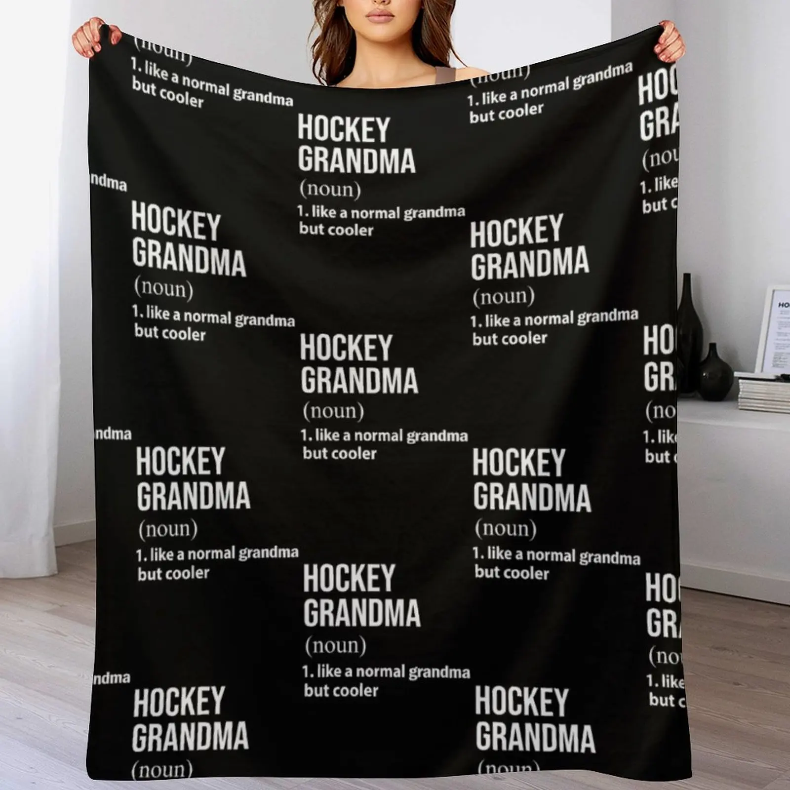 

hockey grandma like a normal grandma but cooler Throw Blanket Travel Size Cozy Blanket for Plane Train