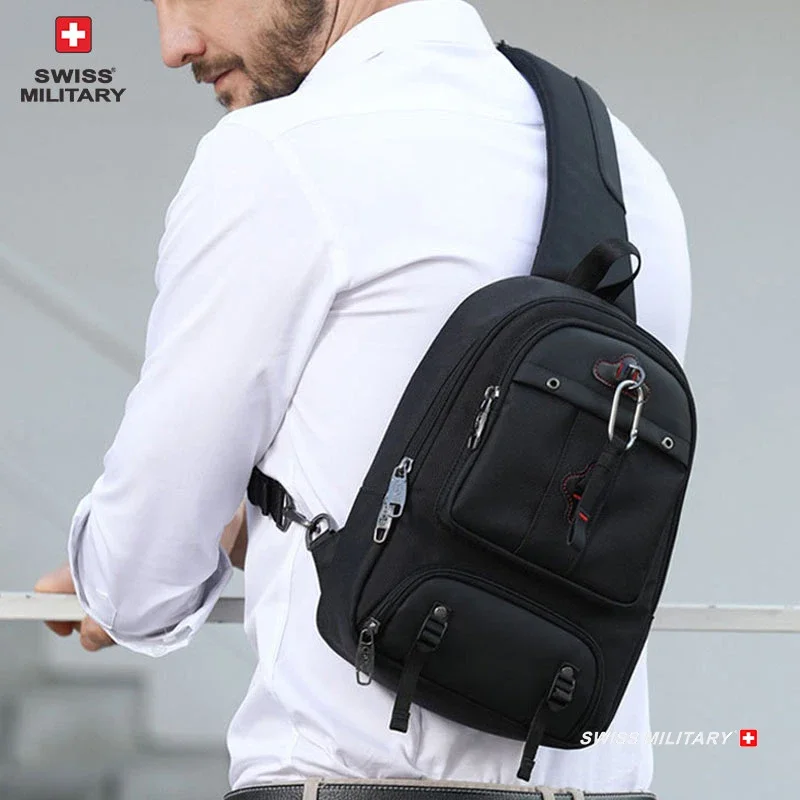 Imagem -02 - Swiss Military Marca Bolsa Peito Anti-ladrão Homens Novos Crossbody Bolsa à Prova d Água Bolsas de Ombro Casual Viagem Curta para Masculino Pacote de Viagem