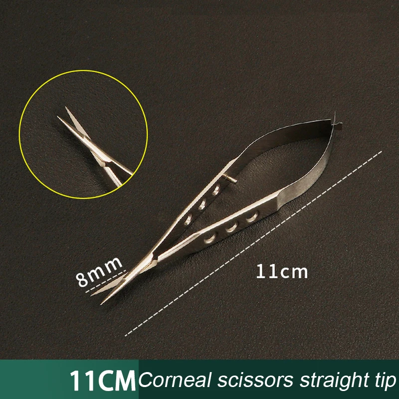 Ophthalmic microscopy, corneal scissors, double eyelid surgery, straight curved pointed open angle, and suture removal