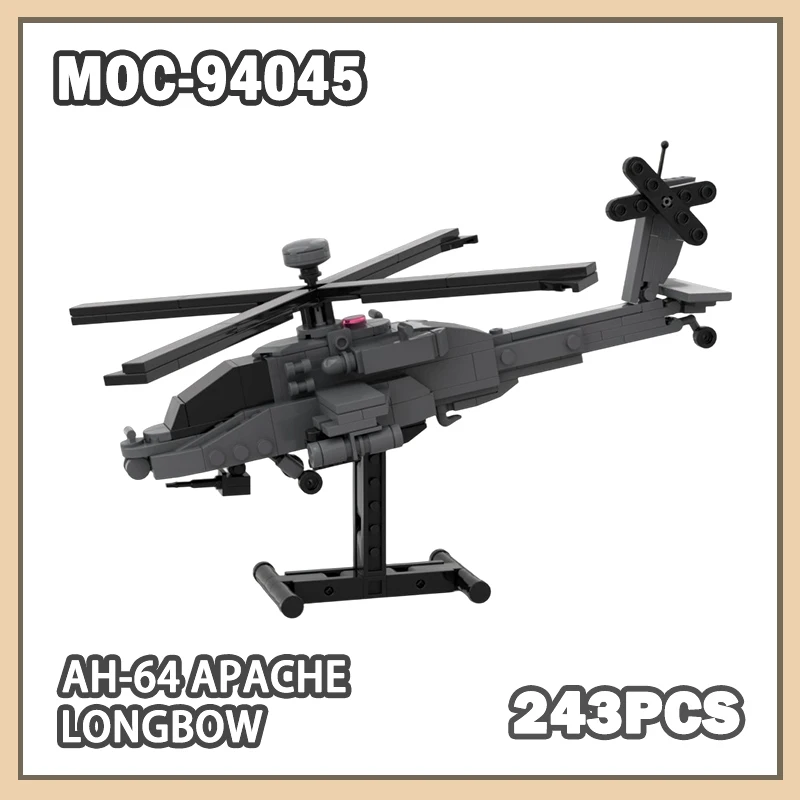 

MOC-94045 Мини-истребитель серии AH-64 Apache Longbow Строительный блок Модель частиц Кирпич Миниатюрный набор «сделай сам» Творческие подарки 243 шт.