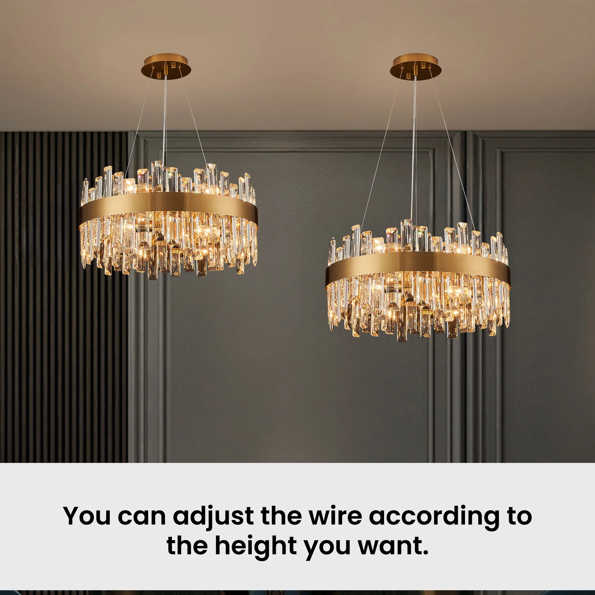 

Nordic Circle Crystal Chandelier Minimalist Art Ring Lamp Decorative Lighting for Living Room Dining Room Bedroom Study