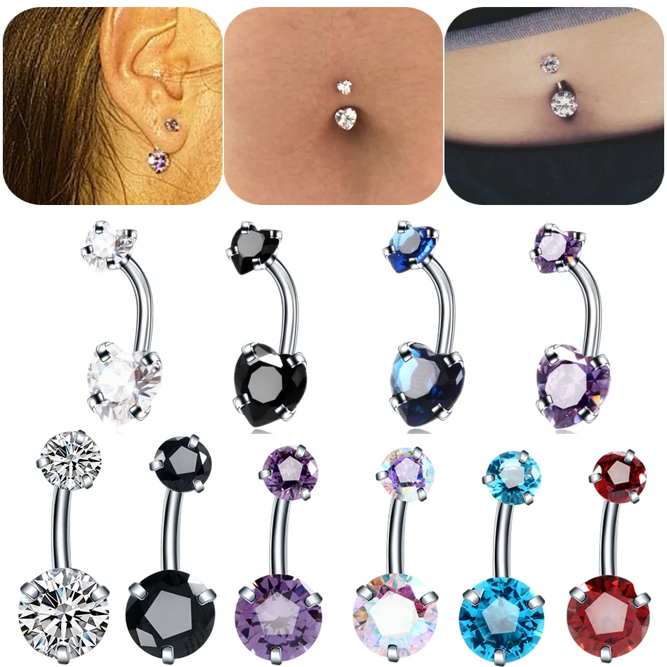 10pc Nabel Piercing Edelstahl Ohrringe 14g Bauchnabel Ring Pircing Nombril Innengewinde Bauchs tangen Ombligo Schmuck