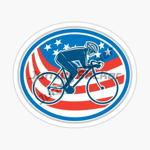 Item Preview Cyclist Riding Mountain Bike American Flag Oval Country Code Sticker Vinyl Car Motorbike Decals Uv Decoration