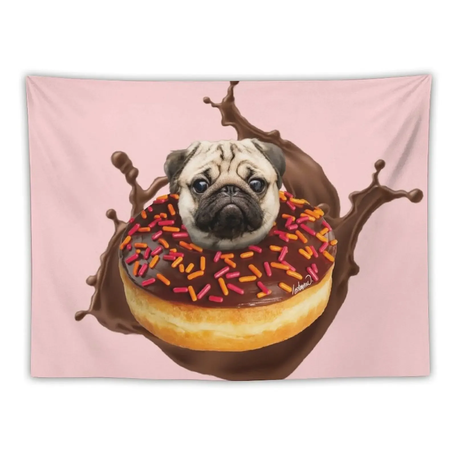 Pug Succulent Chocolate Donut Tapestry Room Aesthetic Aesthetics For Room Outdoor Decor Tapestry