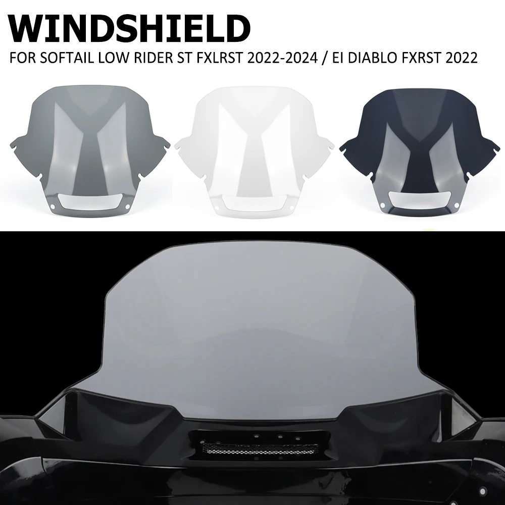 Motorcycle 15 inch Front Windscreen Windshield Wind Screen Shield For Harley Softail Low Rider El Diablo FXRS ST FXLRST 2022-UP