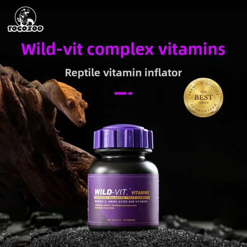 

TOGOZOO WILD-VIT Reptile Calcium Powder with D3&Multivitamins - Mineral Supplement for Lizards,Bearded Dragons,Chameleons&Geckos