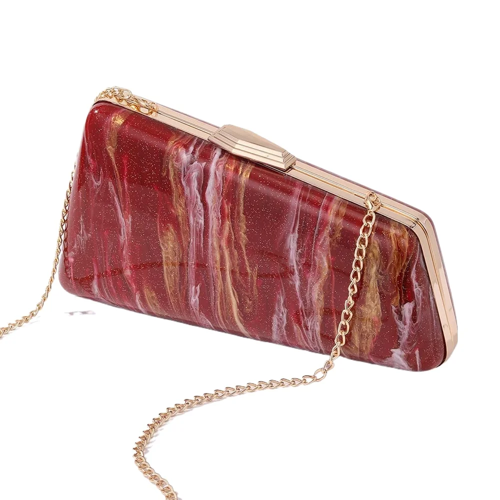 

Модная акриловая сумка с металлическими зажимами неправильной формы, вечерний клатч, женская цепочка на плечо, сумка через плечо, кошелек, сумка