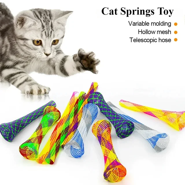 10szt Springs Toys Kitten Coil Spiral Pet Interactive Gauge Plastic Spring Toy Colorful Springs Cat Pet Tower Toy 고양이