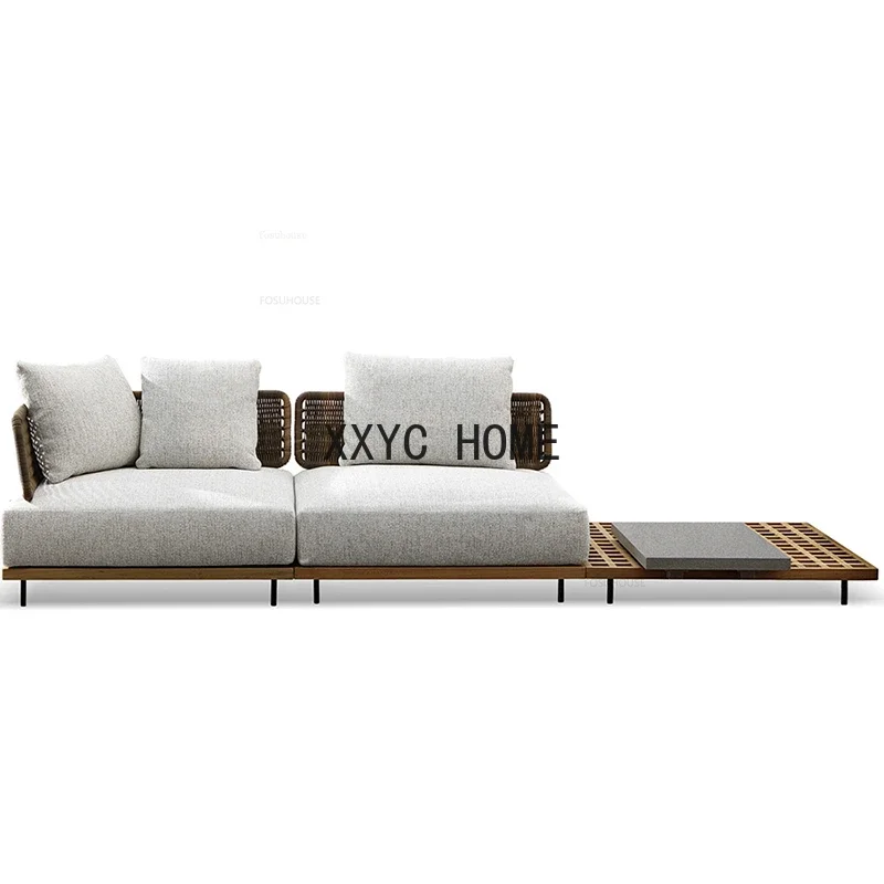 

Rattan Outdoor Garden Furniture Sets Nordic Solid Wood Sofa Home Leisure Patio Furniture Villa Luxury Sofa Chair Combination