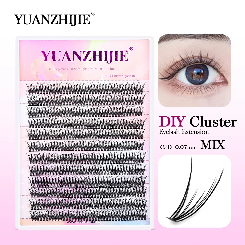 Customized Private Label Self-grafting Eyelashes 8-16mm Mixed Length Waterproof Natural Portable DIY Cluster Lashes