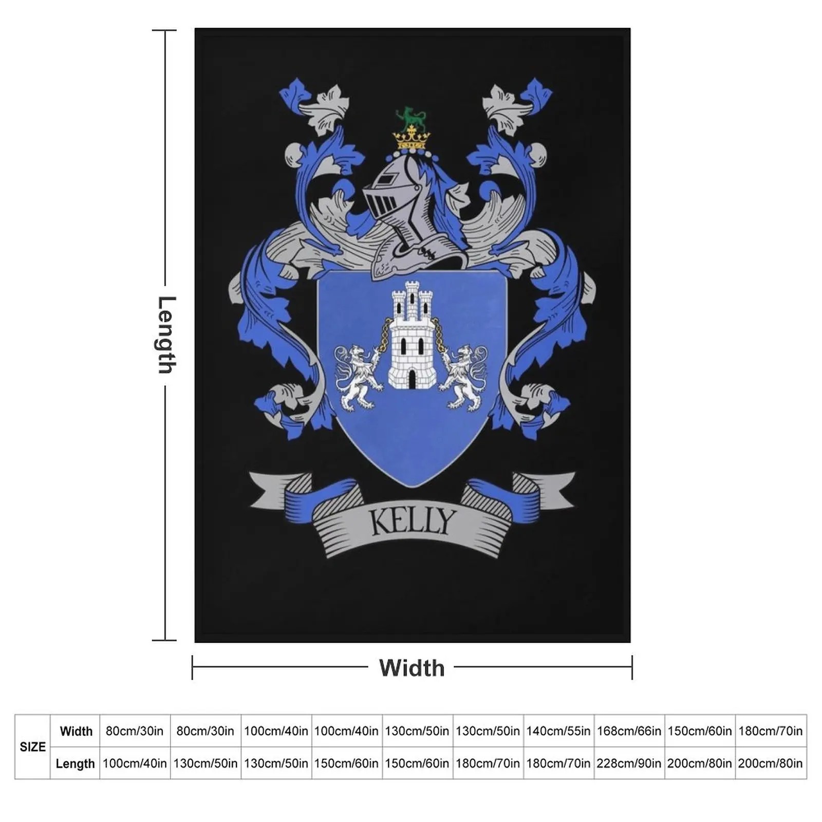 Kelly Coat of Arms Kelly Family Crest Throw Blanket Plaid on the sofa Cute Thermal Moving Summer Thermals For Travel Blankets