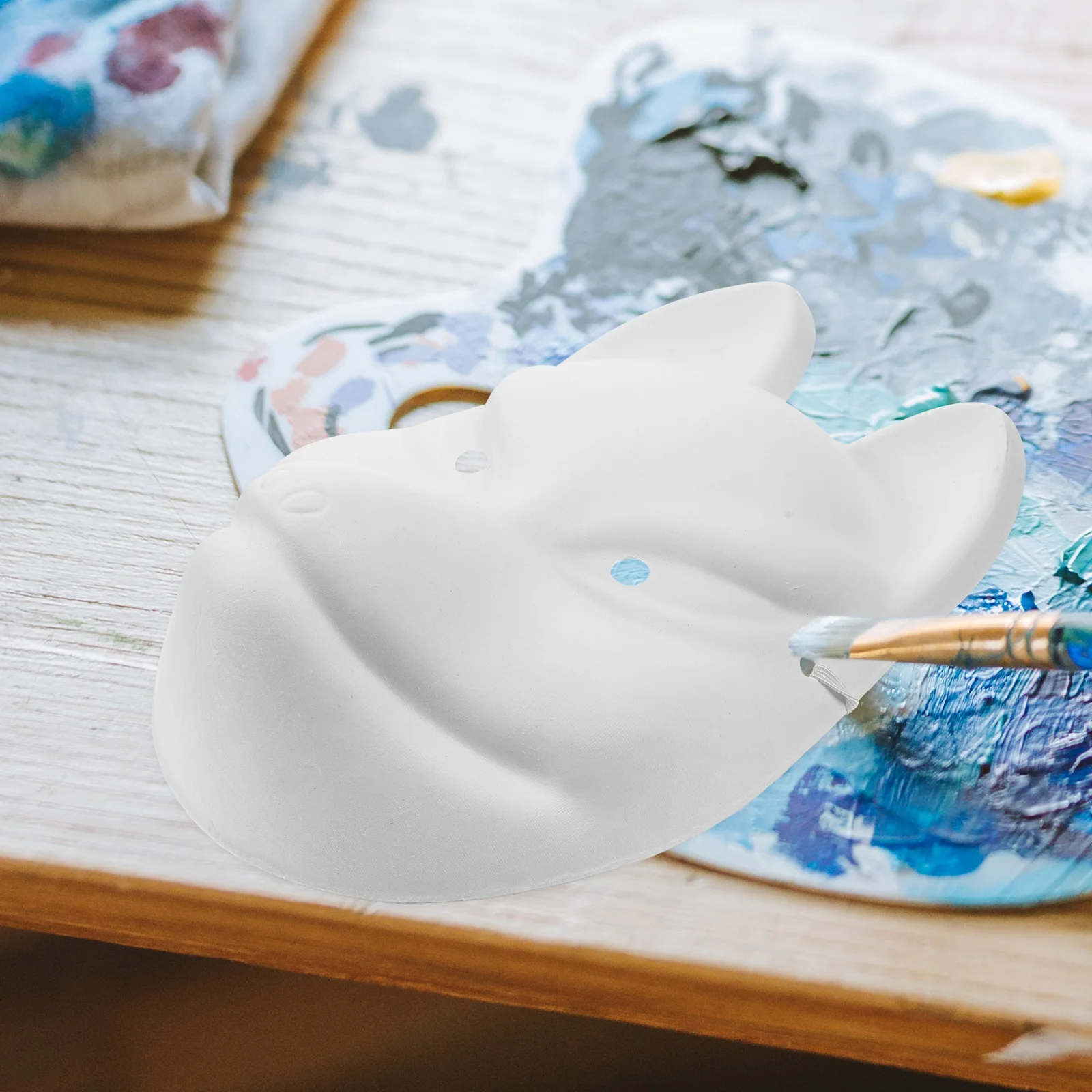 5Pcs Fox Mask Hand Painting Craft Kit for Adults Creative DIY Project Stage Performance Japanese Style Mask