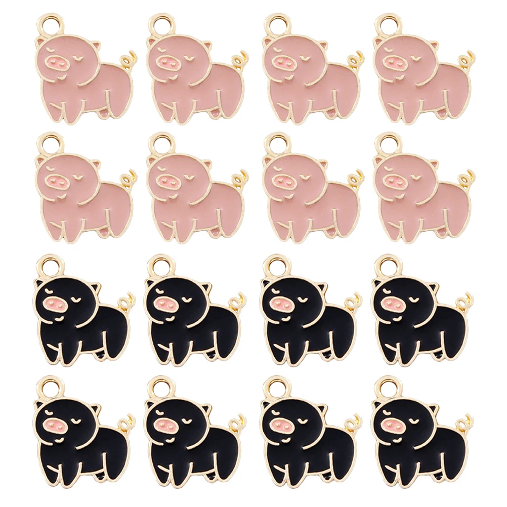 

20pcs Alloy Pig Accessories Cute Animal Keychain Charms Bracelet Jewelry Bead Drop of Oil Pendant DIY Craft Supplies Zinc Alloy