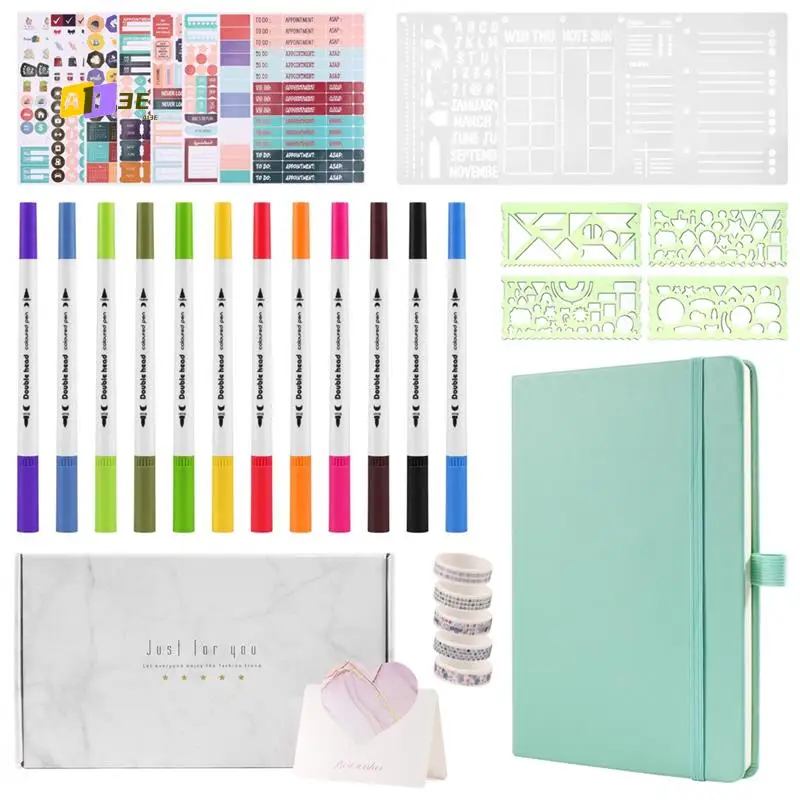 A13E-A5 Hardcover Dotted Journal Notebook With 184 Numbered Pages,Dotted Journaling Kit For Beginner