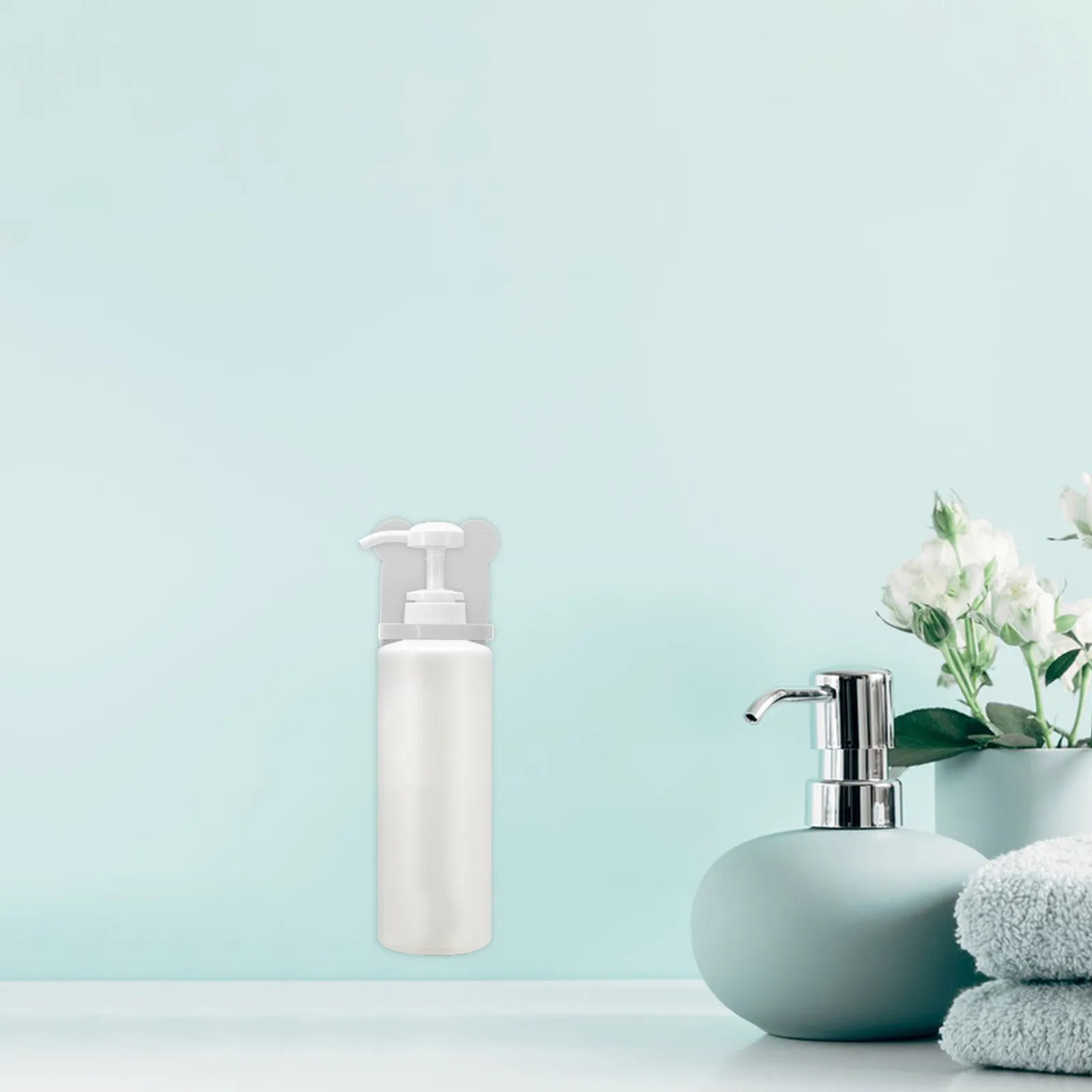 5Pcs Plastic Shower Holder Bathroom Wall Mounted Shampoo Conditioner Bottle Rack Refillable Gel Soap Dispenser