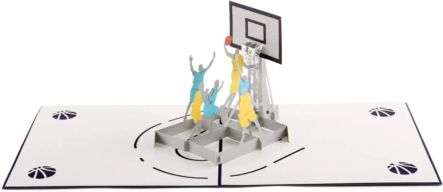 Basketball Pop Up Birthday Cards, 3D Fathers Day Pop Up Card, 3D Basketball Greeting Card, Dad Card (3D Basketball, Pack of 1)