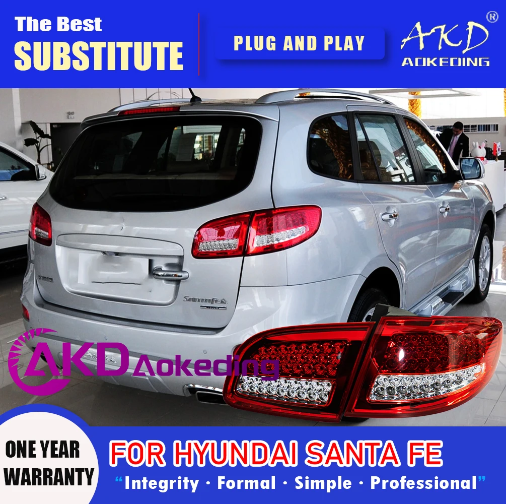 AKD Tail Lamp for Hyundai Santa Fe LED Tail Light 2006-2012 Santa Fe Rear Fog Brake Turn Signal Automotive Accessories