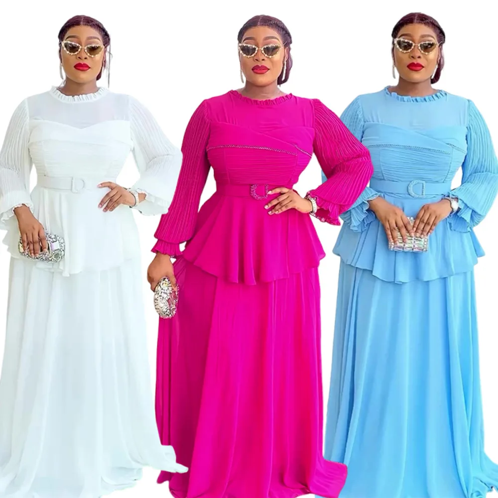 

Plus Size African Party Dresses for Women 2025 New Fashion Dashiki Ankara Chiffon Wedding Gowns Elegant Turkey Muslim Maxi Dress