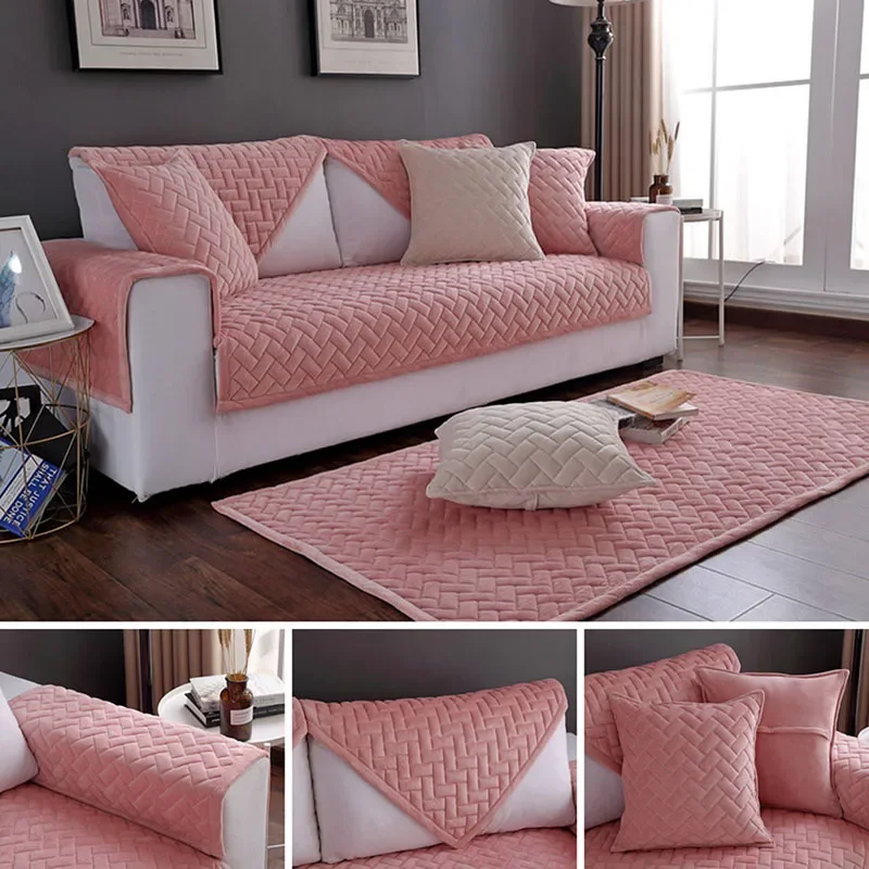 Corner Sofa Cover for Living Room Universal Couch Cover Polyester Velvet Sofa Cover and Reclining Seat for Dogs 1 / 2 / 3 Seats