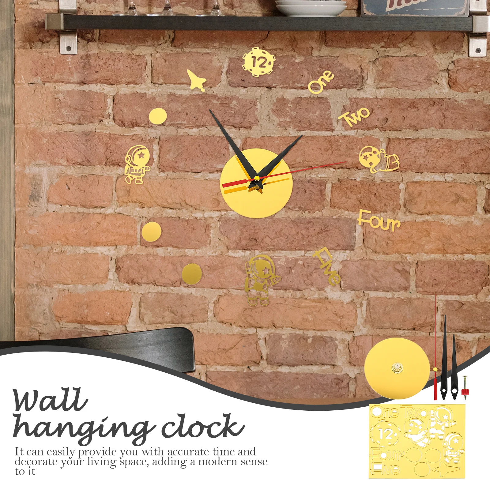 

1 set 1 Set Spaceman Wall Clock Simple Mute Design For Home Office Living Room Bedroom Hotel Decor Hanging Silent Wall Clock