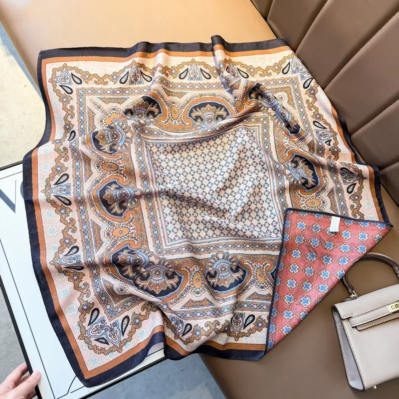 

2026 Old Money Wind Wear Double-Sided Velvet Square Scarf Herringbone Silk Scarf Versatile Decorative Scarf Waist Wrap