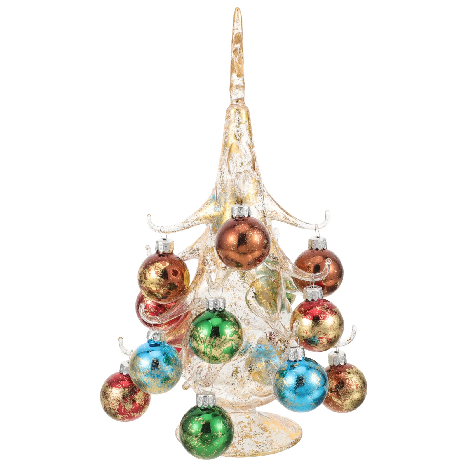 Christmas Tree Glass Desktop Ornament Small Xmas Party Decoration Tabletop Christmas Holiday Supplies Xmas Holiday Trees
