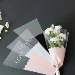 50pcs Rose Flower Bouquet Packaging Bags Transparent Waterproof Wrapping Paper Wedding Floral Gift Package Supplies Party Decor